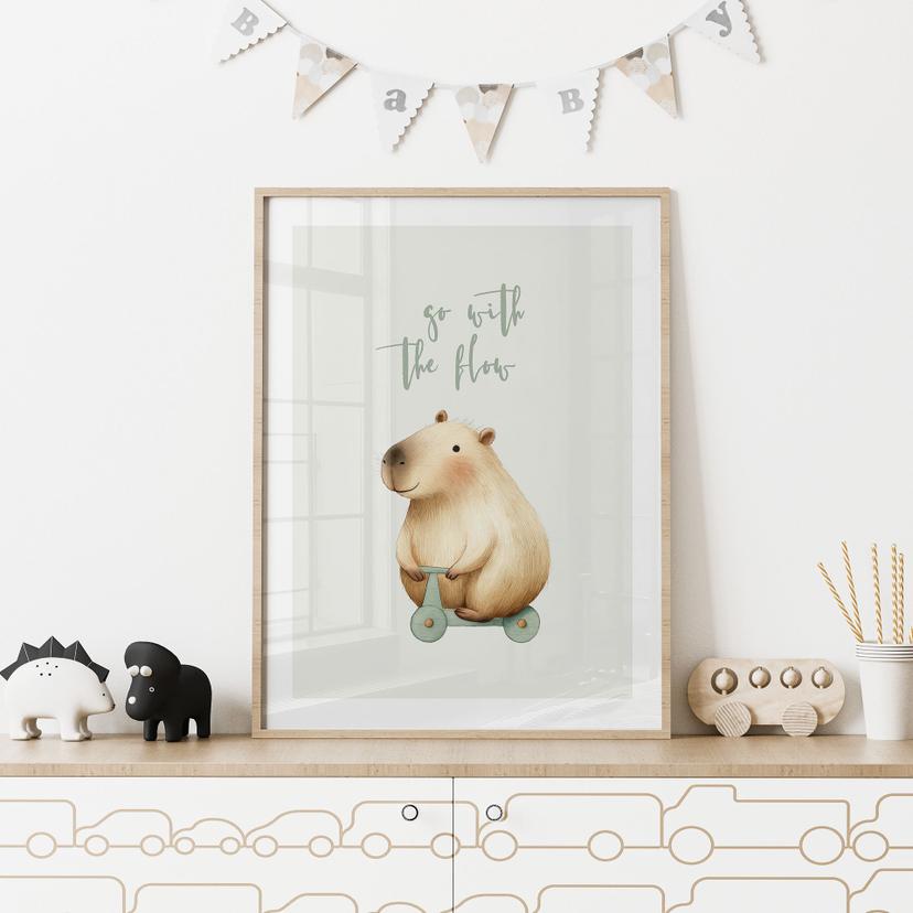 Póster infantil Capibara en Rollo - Flow saying