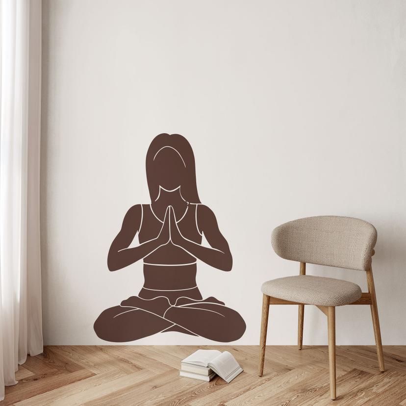 Adesivo murale yoga silhouette di loto unicolore