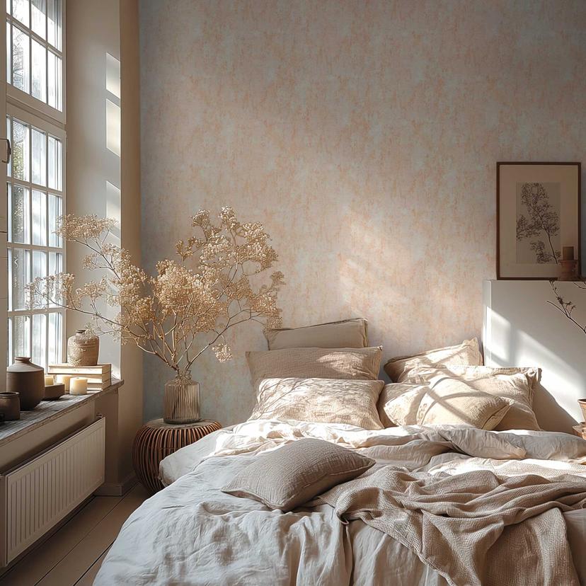 Ikke-vævet tapet i gipslook sandbeige - moderne mat tapet i betonlook