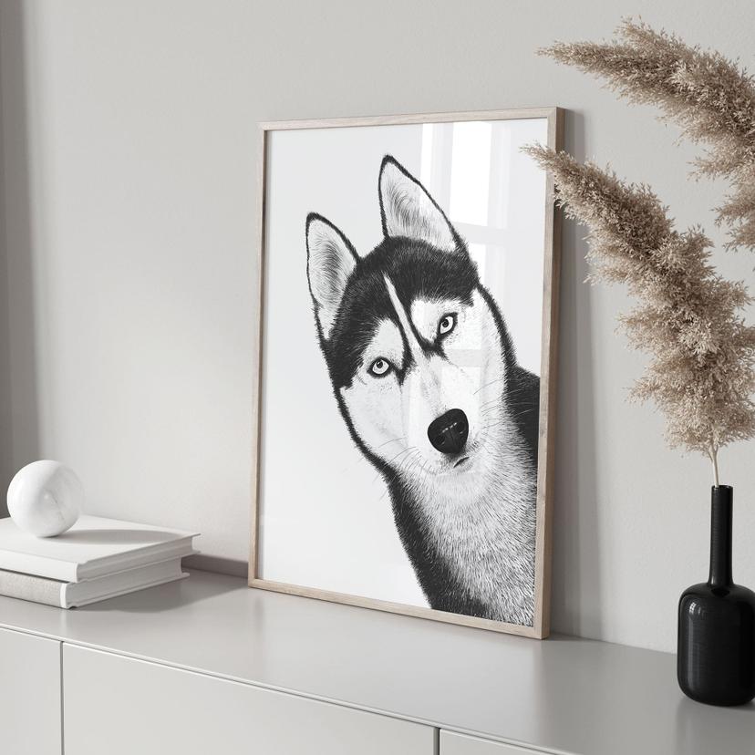 Póster Husky siberiano - retrato de perro - Korenkova