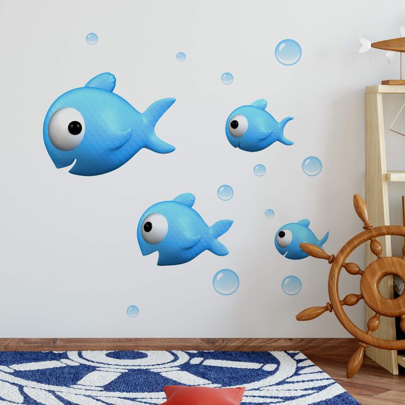 Wallsticker - Agullo - Blå Fisk