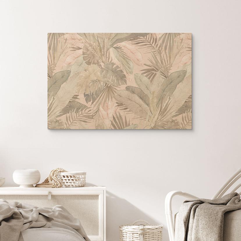 Houten Wanddecoratie tropische bladeren in de jungle pastel - Bloomery Decor