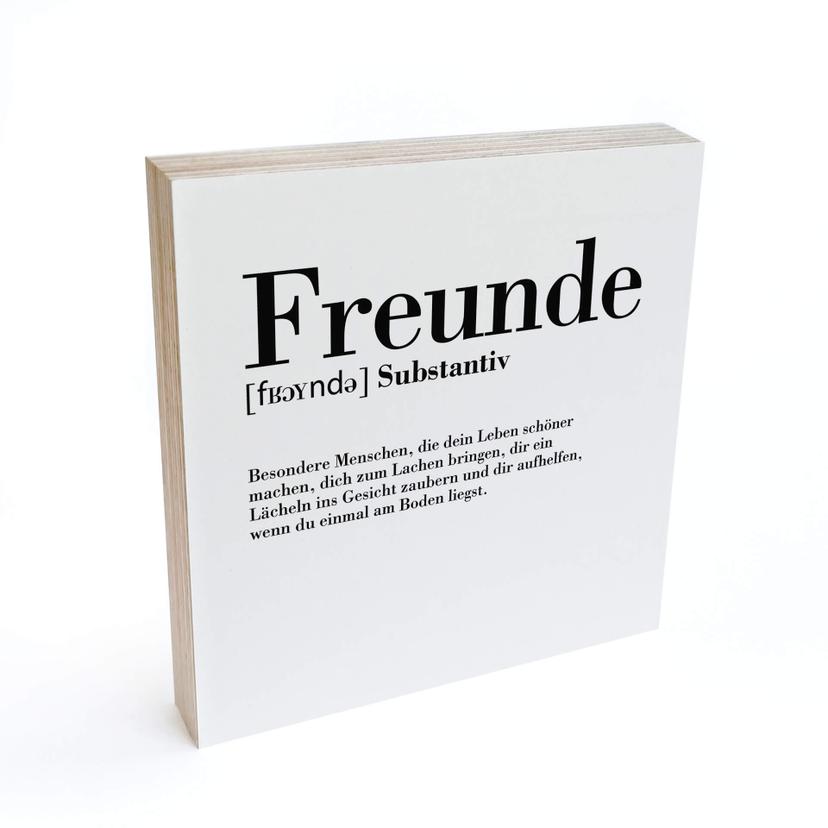 Holzbild zum Hinstellen - Grammatik - Freunde - 15x15 cm
