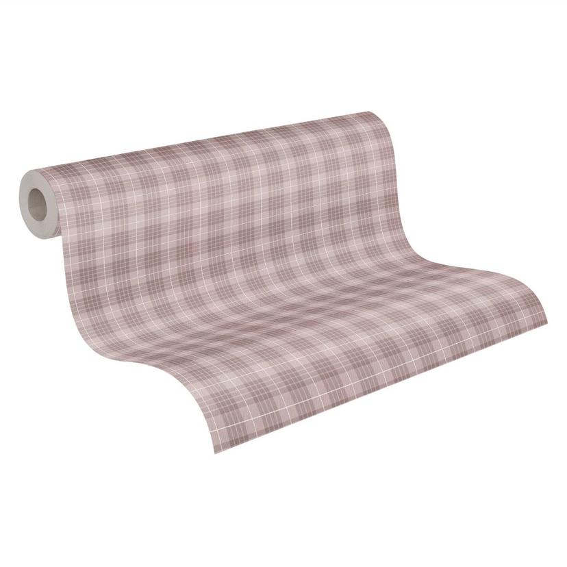 Papel pintado no tejido a cuadros de aspecto retro blanco gris - vintage papel pintado a cuadros mod