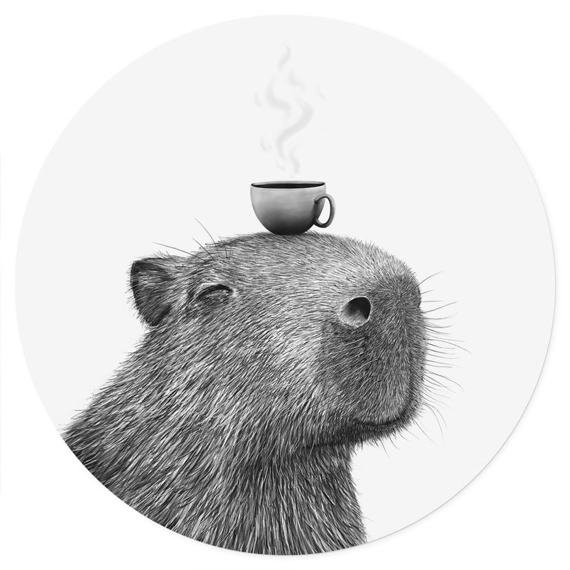 Wandtattoo Capybara Morgen Kaffee - Korenkova - Rund