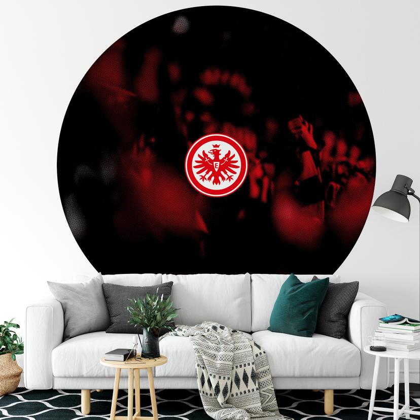 Fototapet - Rundt Eintracht Frankfurt - Fans Retro Mønster  - vliesetapet/selvklæbende non-woven tap