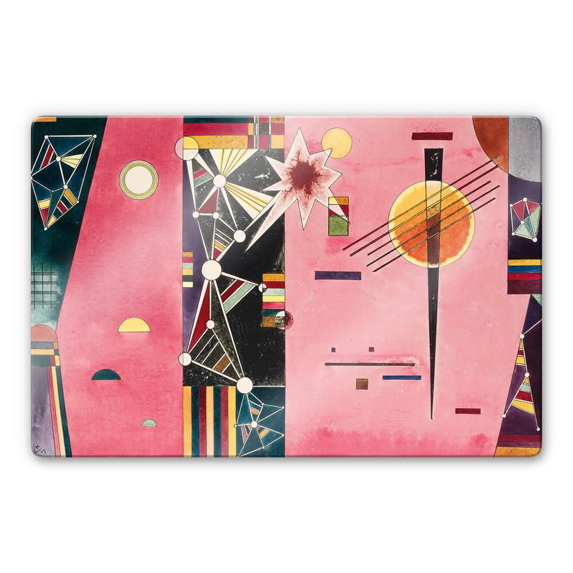 Glasschilderij Kandinsky - Pink Red