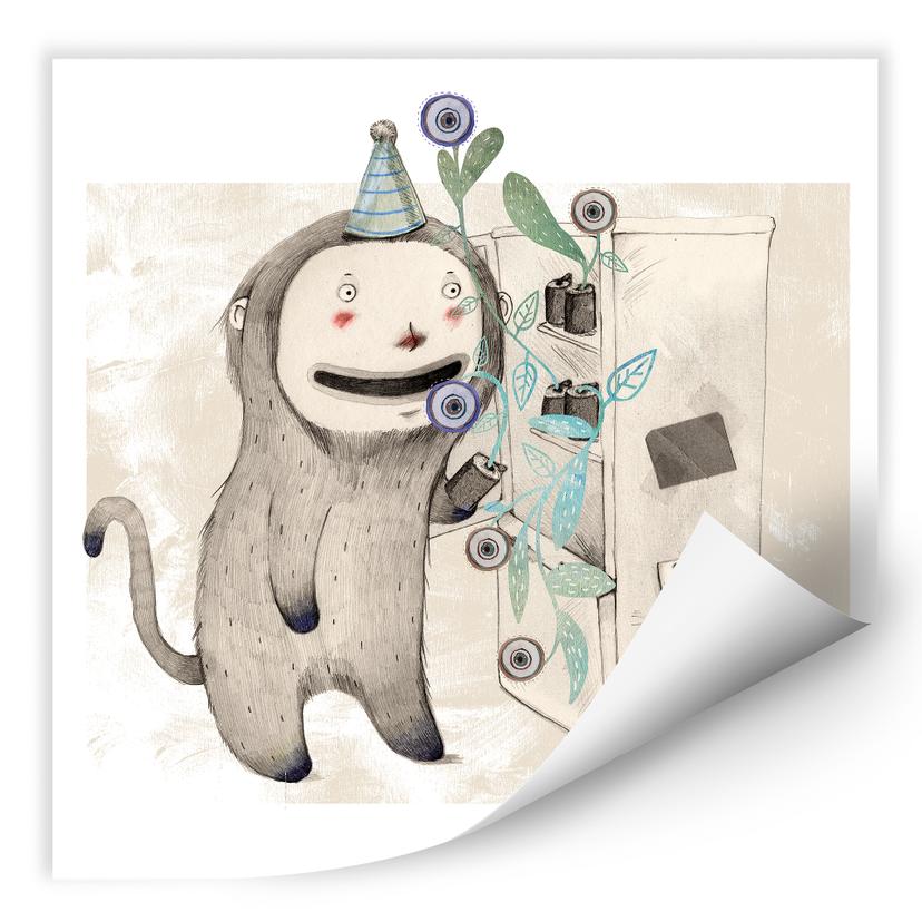 Zelfklevende Poster - Surprise in the Fridge