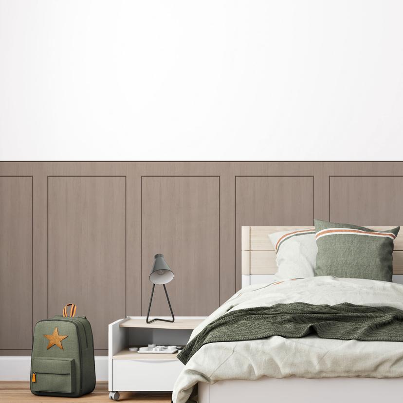 Wandpanelen Wandbekleding taupe met houtnerf met kader