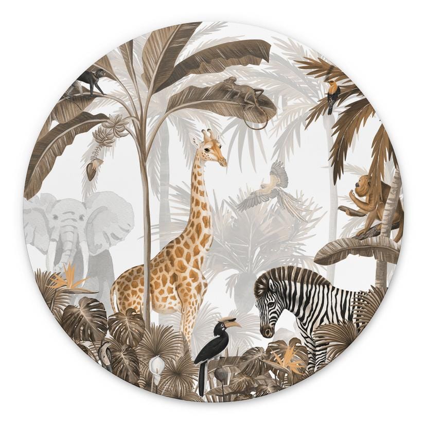 Vægcirkel Kikki Belle - Jungle Jive – print på aluminium (Alu-Dibond)