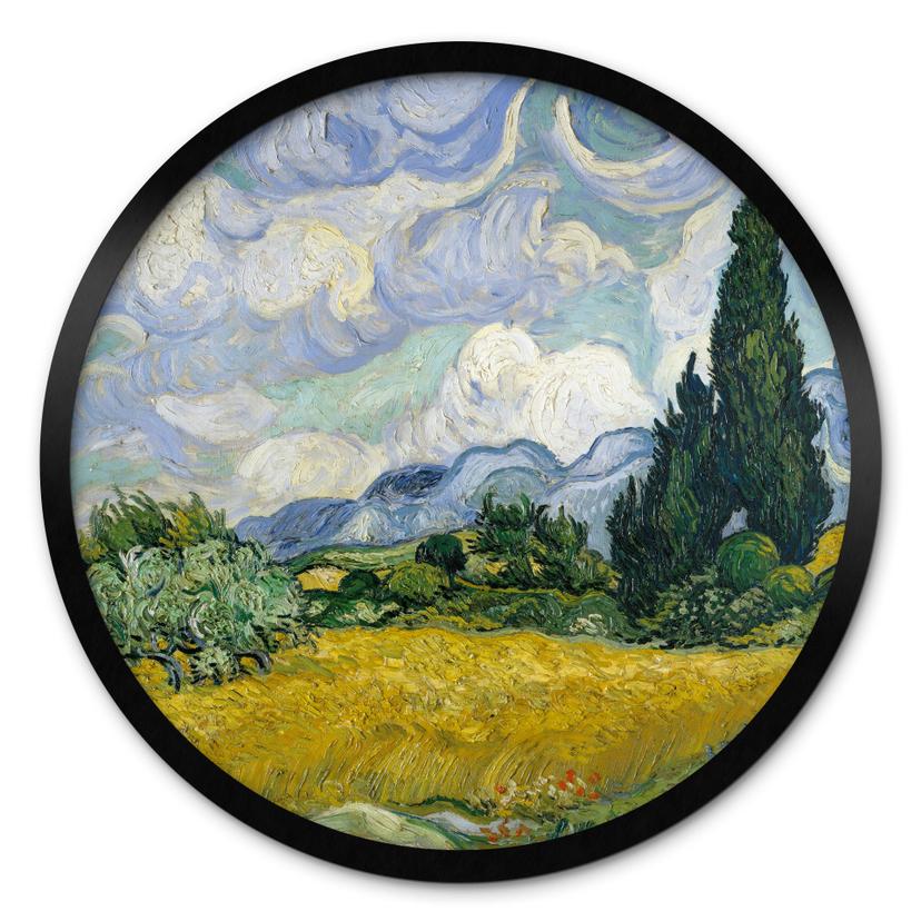 Plakat Van Gogh - Hvedemark med cypresser
