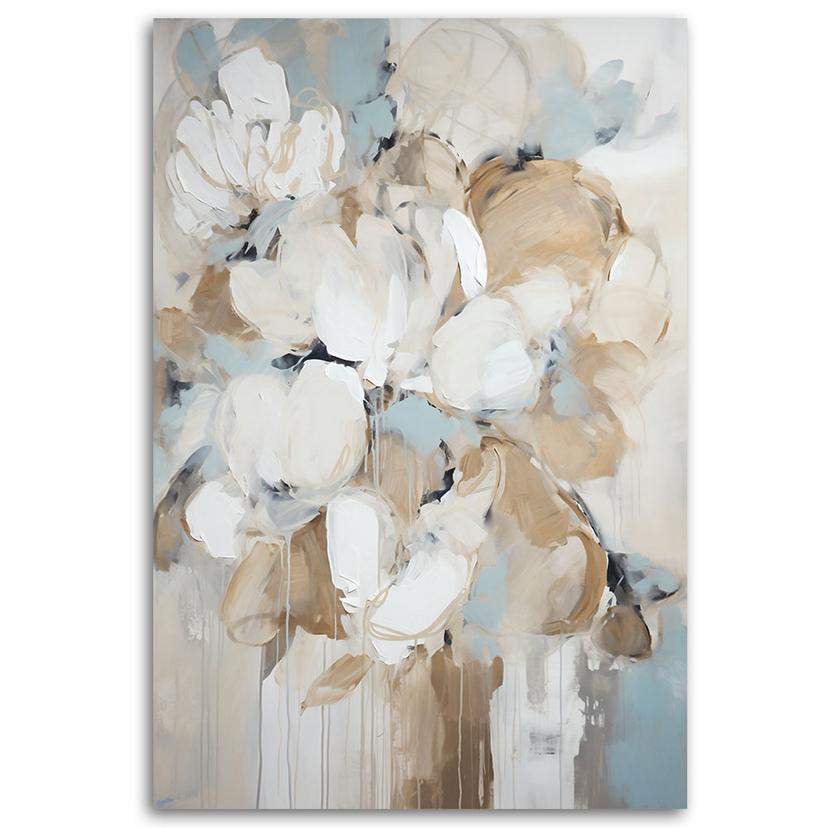 Leinwandbild, Beige gemalte Blumen