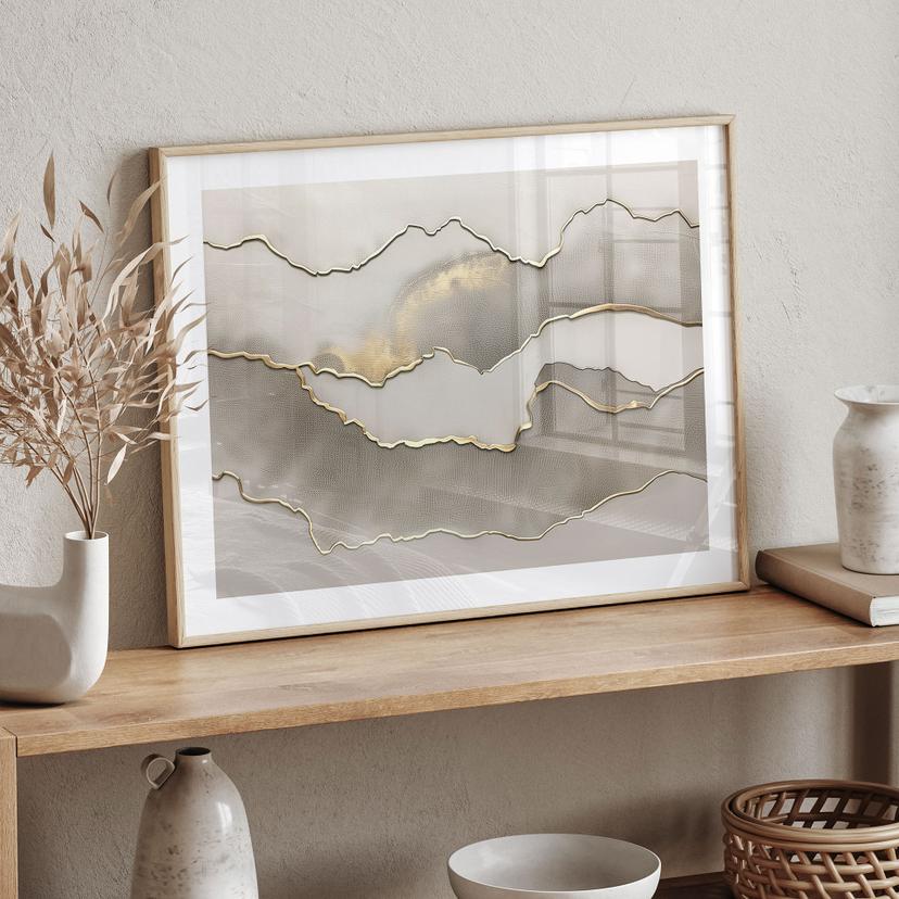 Poster Paesaggio astratto con colori metallici - Alma
