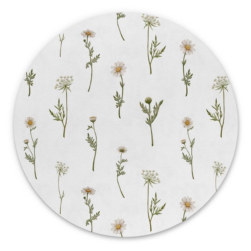 Meadow Romance med markblomster - Kikki Belle - Rund – print på aluminium