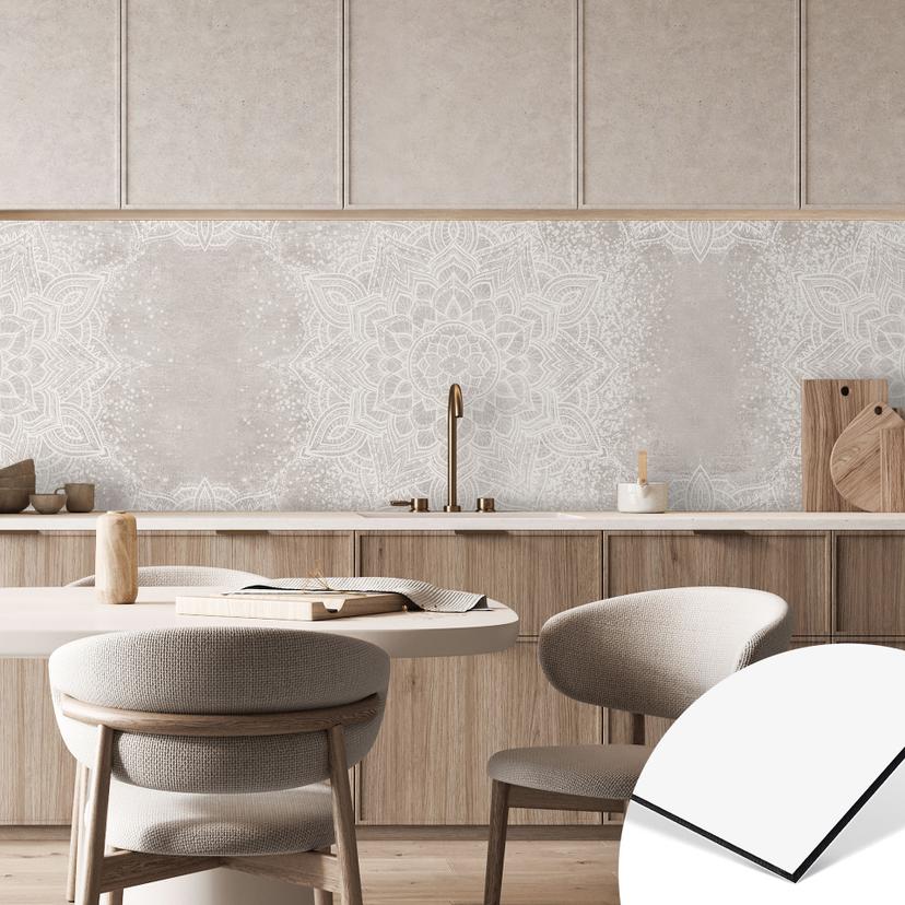 Stænkplade til køkken Blød mandala på grå-beige - Bloomery Decor