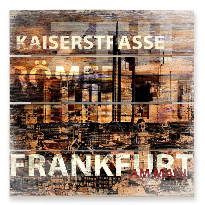 Cuadro de madera Paisaje de Frankfurt - 40x41,5 cm