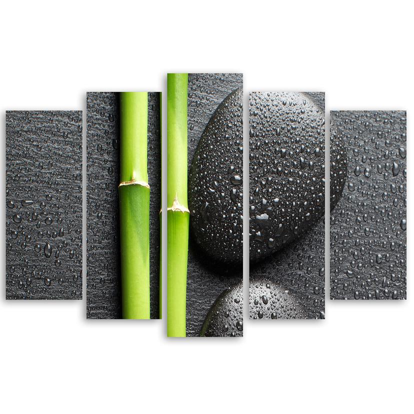 Stampa su tela 5 pezzi Stones Bamboo Zen Spa