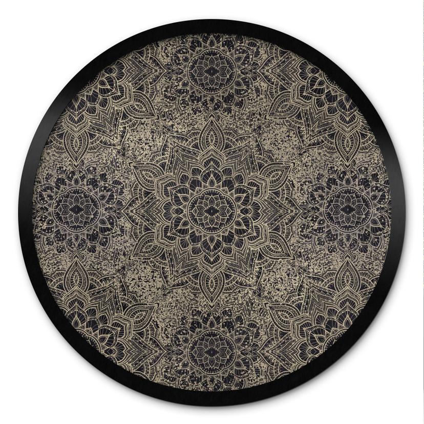 Plakat Mandala Boho Antik Guld - Blomsterdekoration - Rund