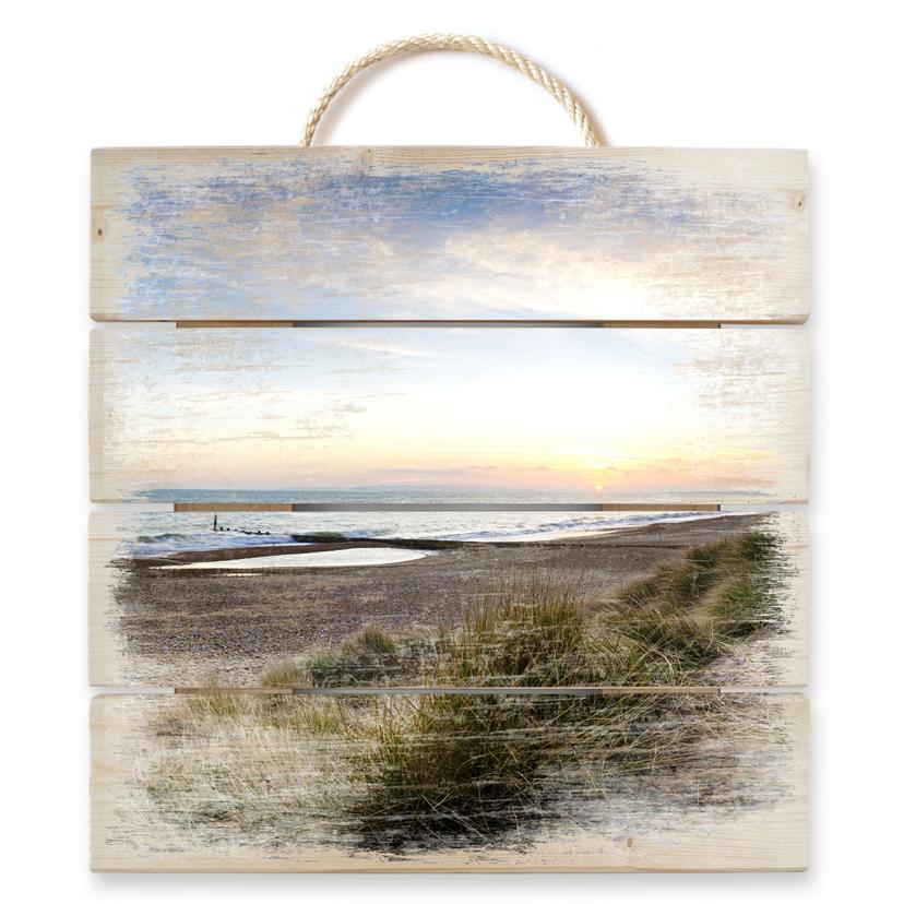 Trätavla strandpanorama - 40x41,5 cm
