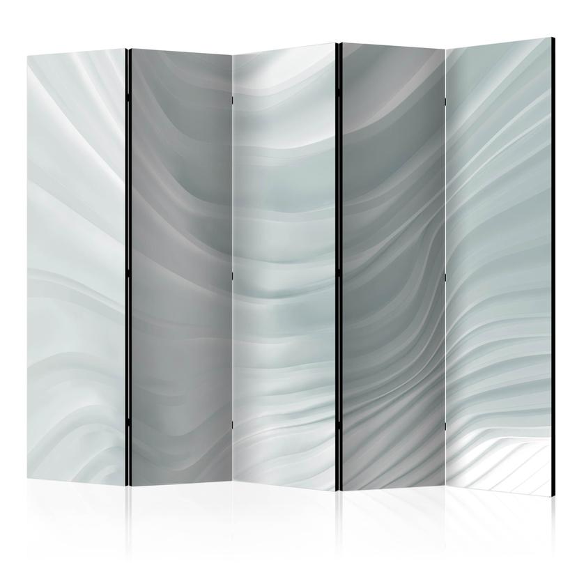 Paravent Séparation de pièce - Blanc ondulé , 5 pièces - 225x172 cm