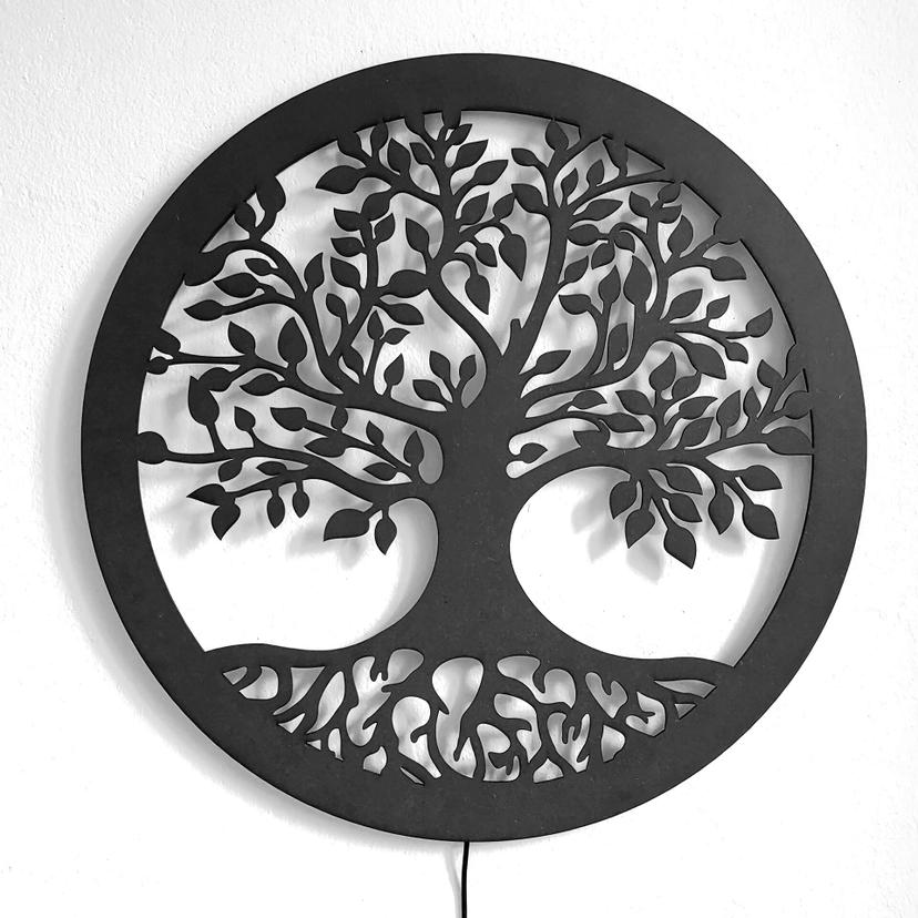 Decorazione luminosa a LED in MDF - Albero della vita