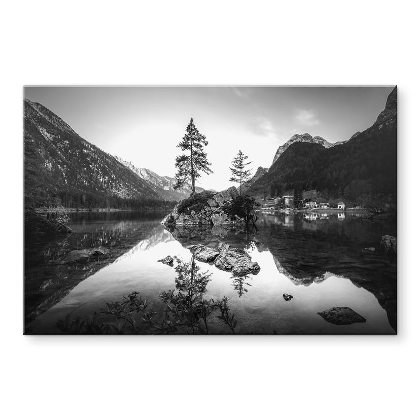 Akrylbillede Malerisk landskab med krystalklar bjergsø - Hintersee