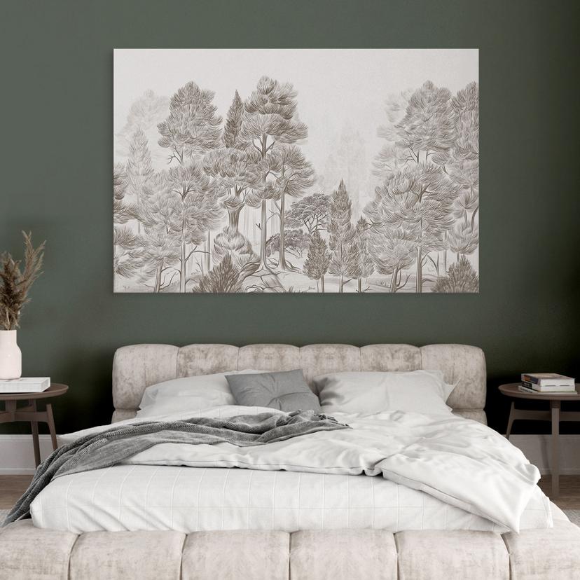 Wandbild Wald mit Waldlandschaft in Beige - Ms Tiff - Alu-Dibond