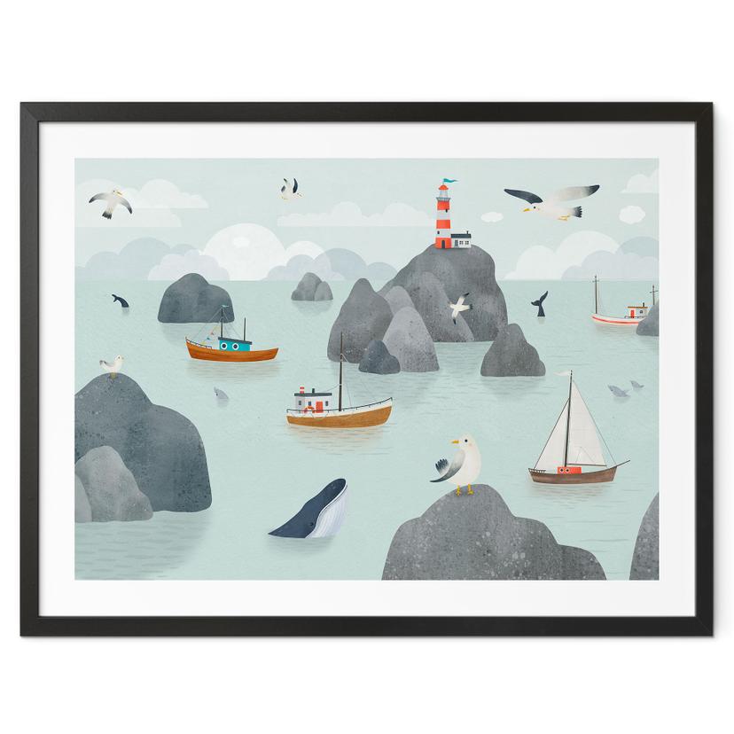 Poster Maritiem Kustmotief met Vuurtoren - Oliver Robins
