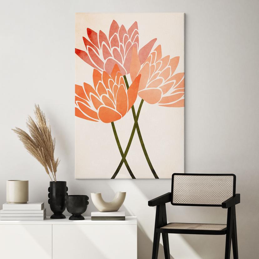 Tableau sur toile Fleurs de lotus colorées - Kubistika