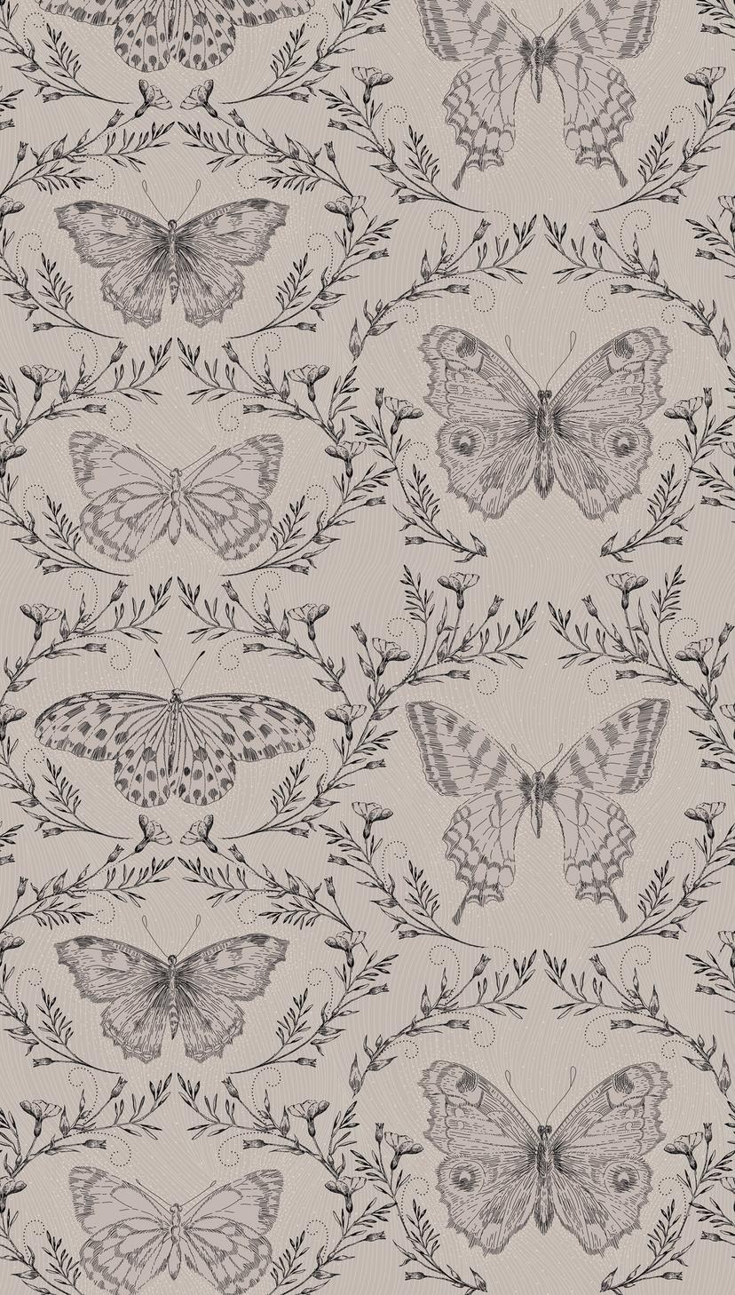 Papel pintado Mariposa gris beige - papel pintado tejido-no tejido insectos Livingwalls - mate y lis