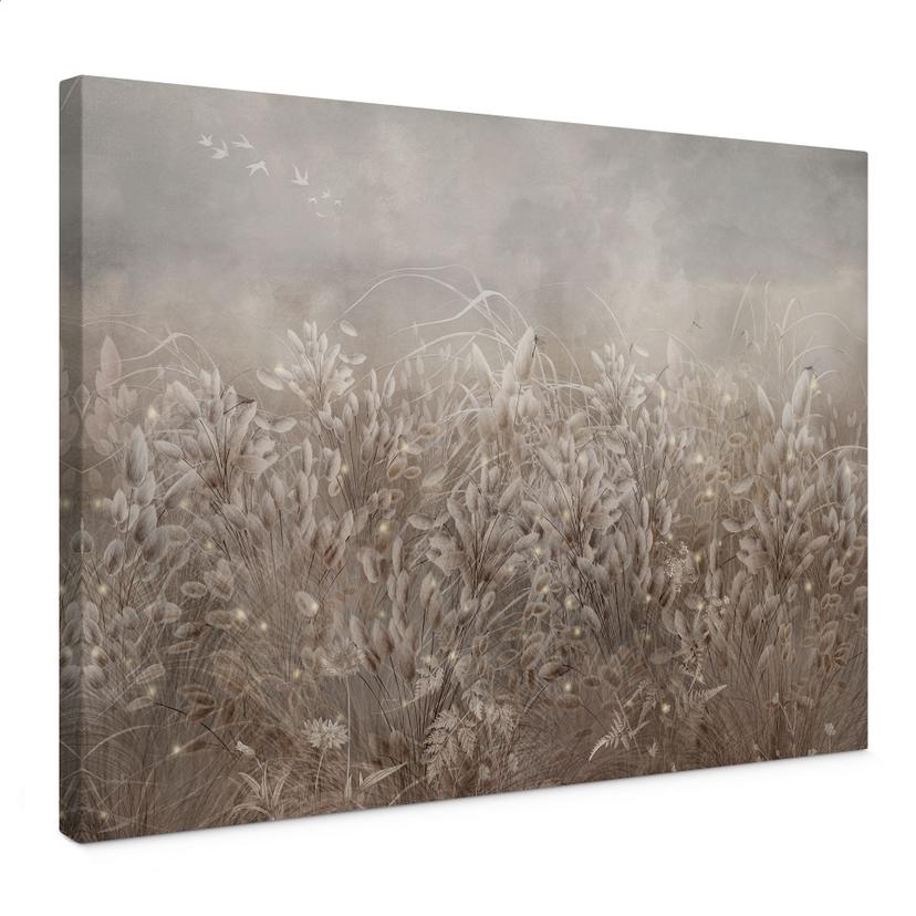 Canvas schilderij Pampasgras en grassen in beige - Ms Tiff