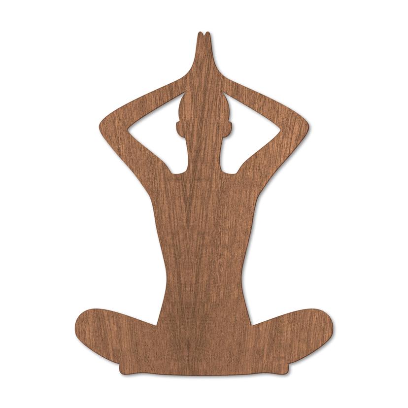 Väggdekorationer i trä mahogny - Yoga pose sittande 02