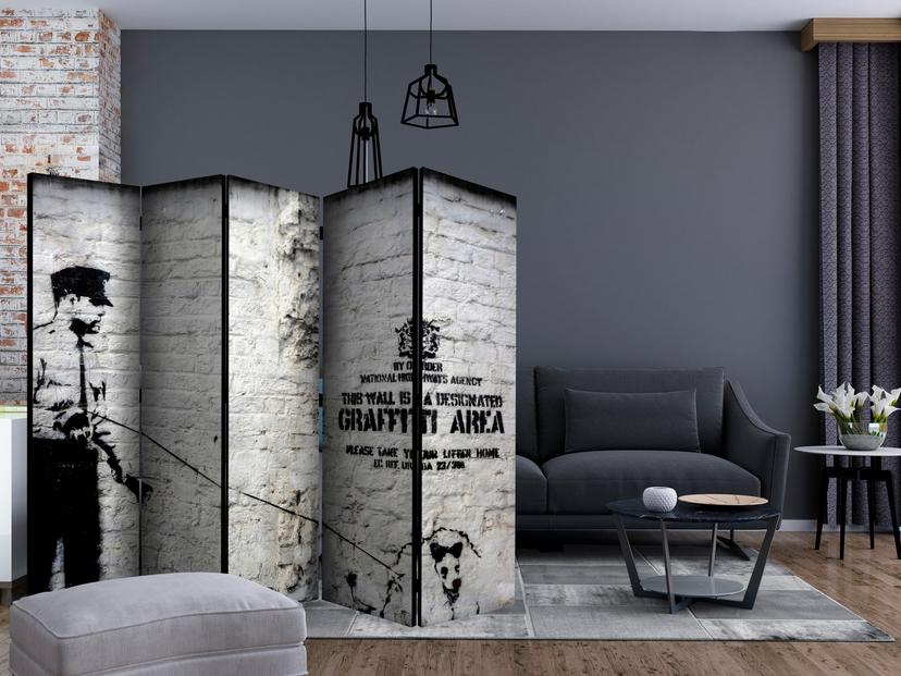 Schermo divisorio - Banksy - Area graffiti , 5 pezzi - 225x172 cm