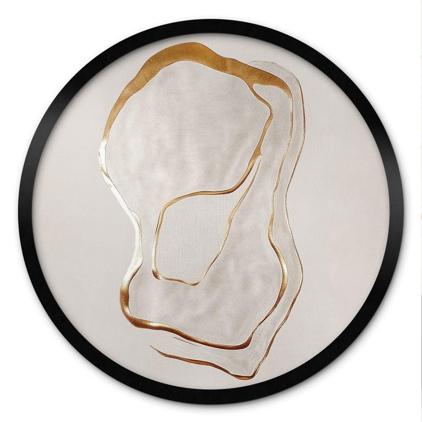 Abstrakt line art plakat i guld og beige - Alma - Round