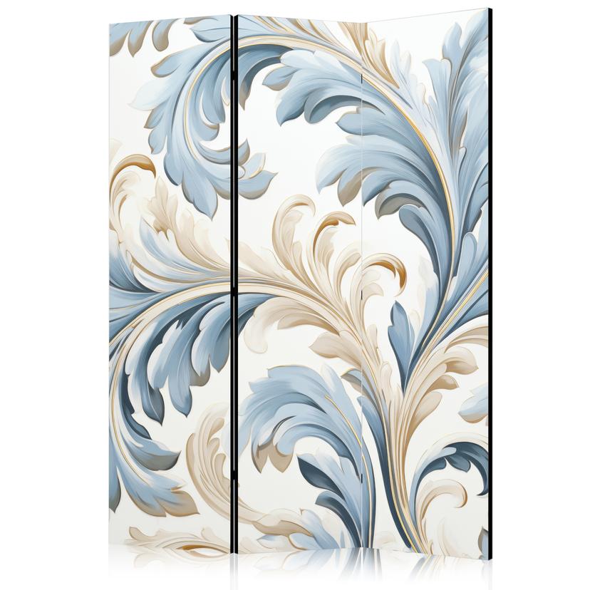 Paravent, Raumteiler freistehend, Trennwand - Baroque Ornaments in Light Creamy Blue Colors