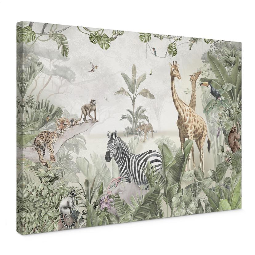 Canvas schilderij jungledieren op een Afmeting - Ms Tiff