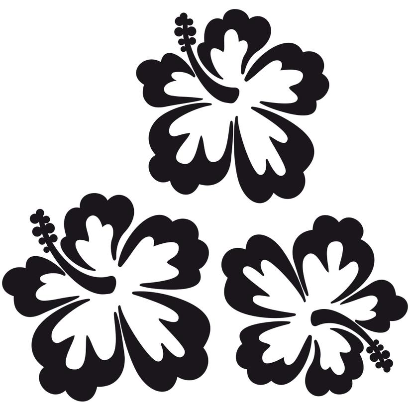 Adesivo murale - Composizione in tre parti "fiori di ibisco"