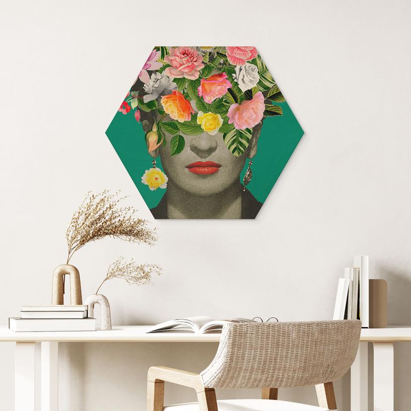 Quadro esagonale in legno Frida Floral - Frida Floral Studio