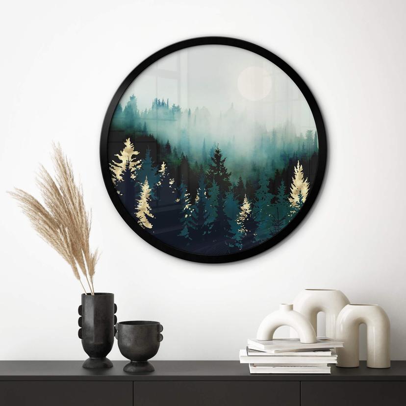Poster SpaceFrog Designs - Dimmig skog - Rund