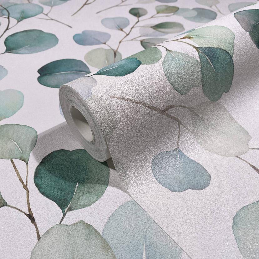 Blomstertapet fleece Spirit of Jungle hvid, grøn