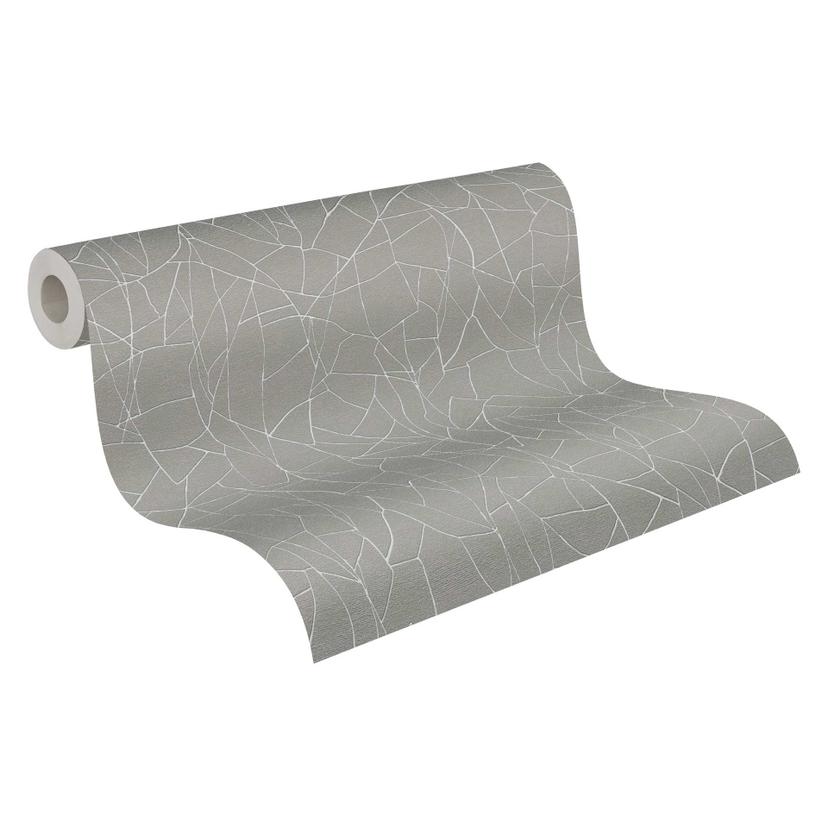 Papel pintado de muestra abstracto en blanco grisáceo - Papel pintado no tejido moderno con motivo d