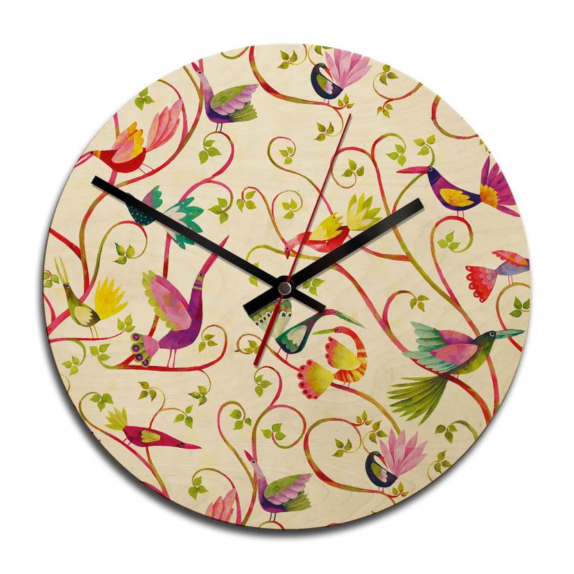 Horloge murale en bois - Oiseau magique