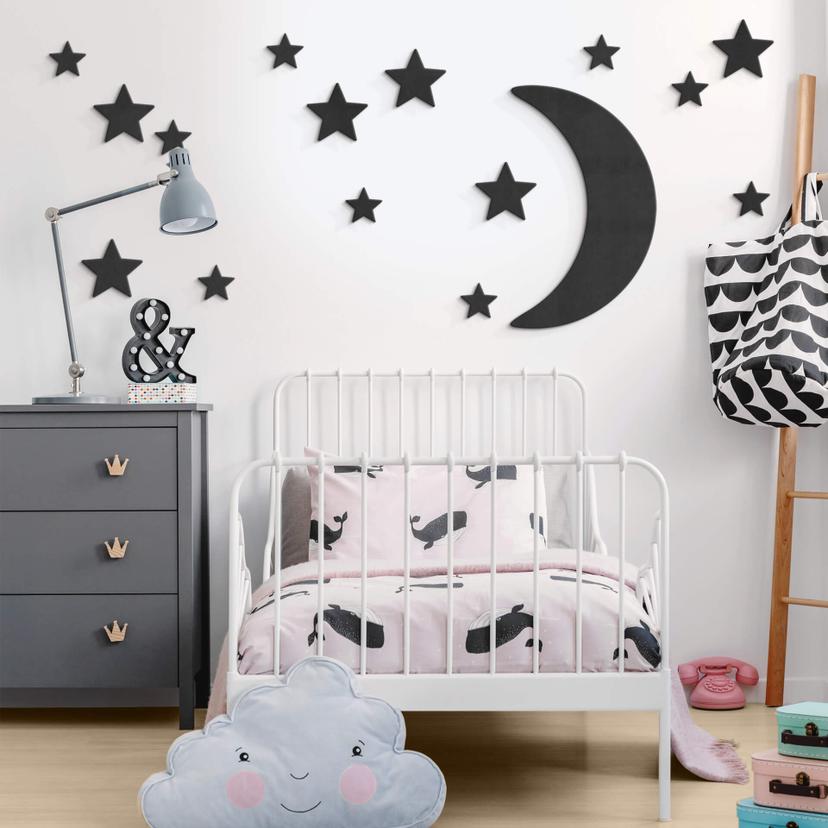 MDF - Decoración en madera - Luna y estrellas