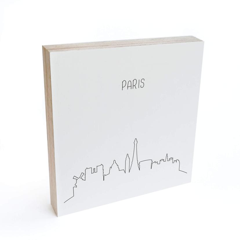 Billede af træ til at sætte op - Skyline Paris Outline - 15x15 cm