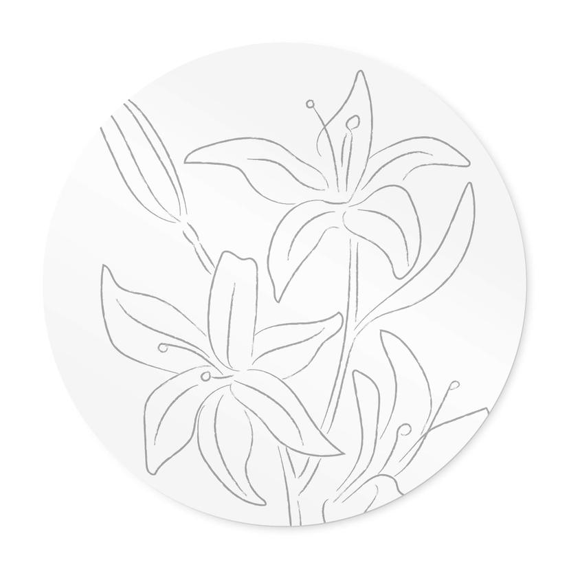 Póster 1X Studio - Line Art Floral - Flores Minimalistas - Redondo