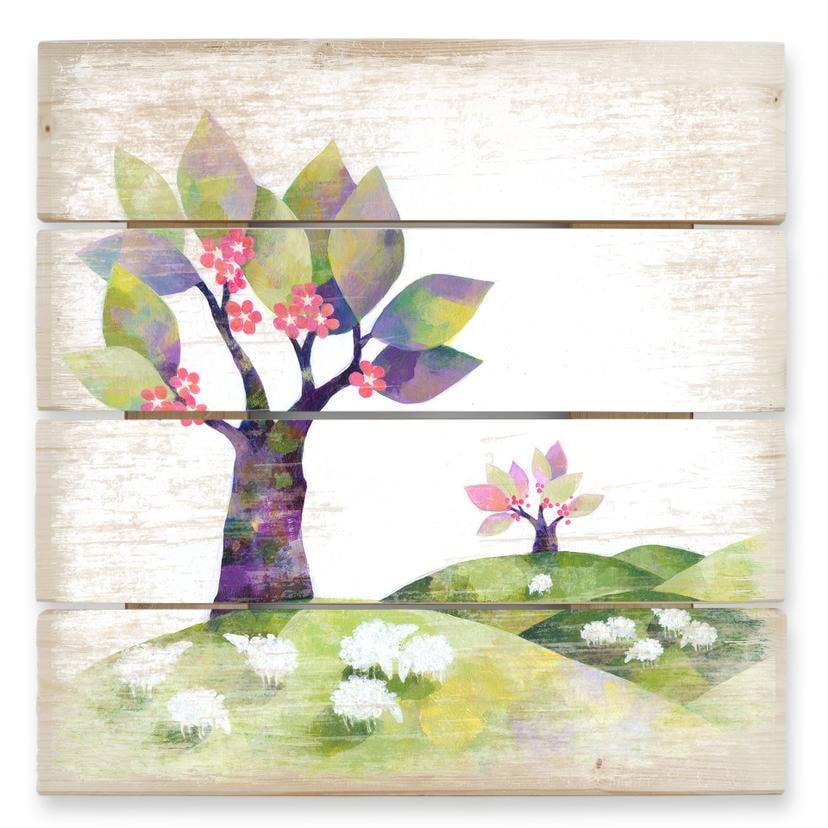 Cuadro de madera Blanz - Prado de ovejas - 40x41,5 cm