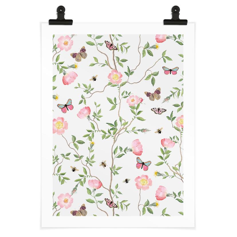 Poster Rosa Christrosen im Frühling - UN Designs