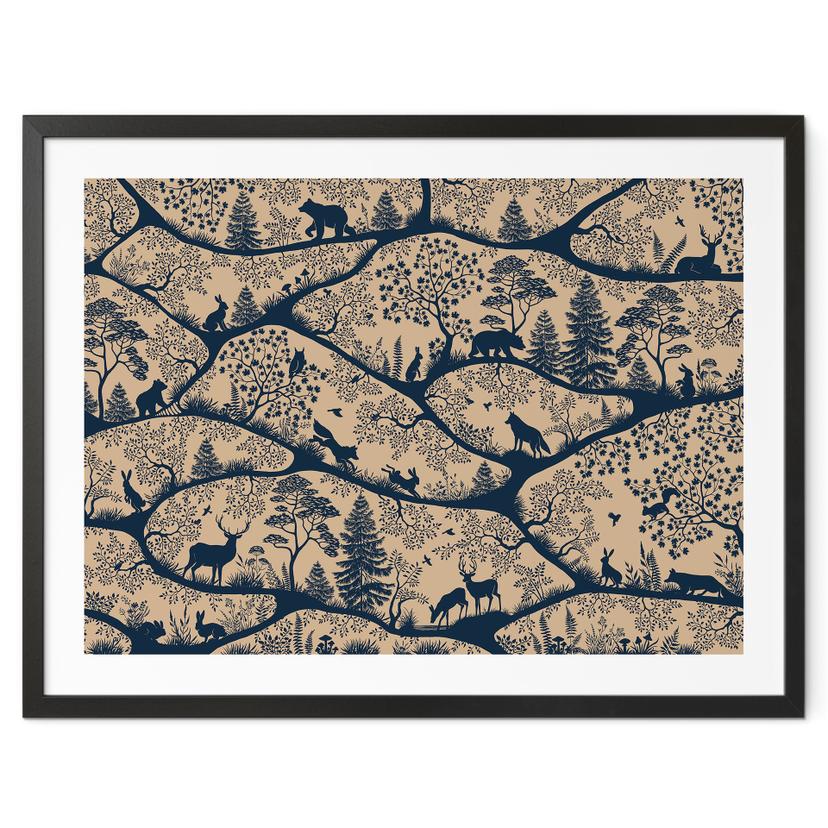 Poster Dierensilhouetten in het Noordse Bos - Oliver Robins