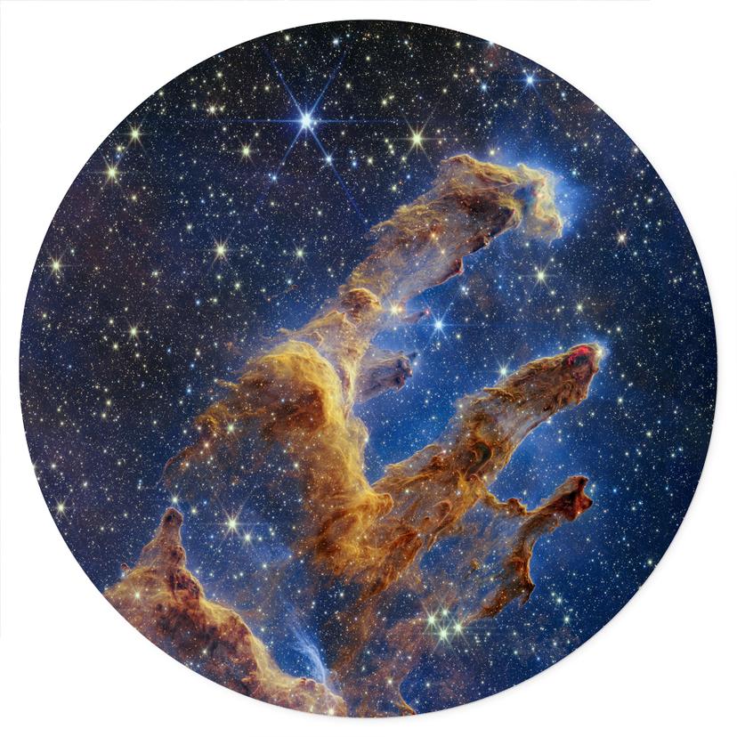Adesivo murale del telescopio James Webb - Pilastri della creazione - Rotondo