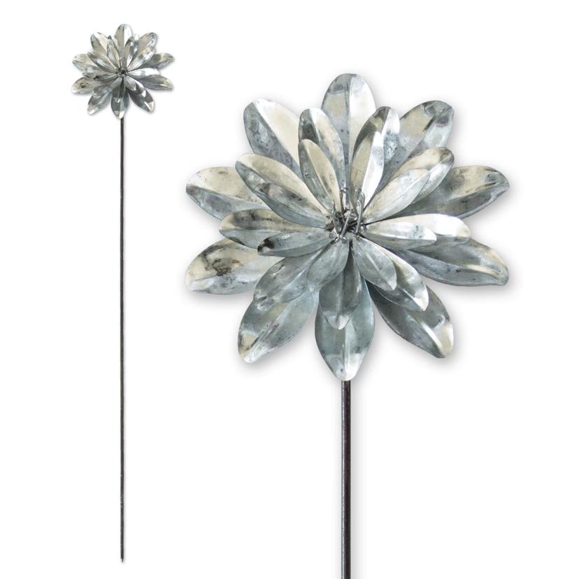 Gartenstecker Blume Edel Dahlie Silber - 110 cm